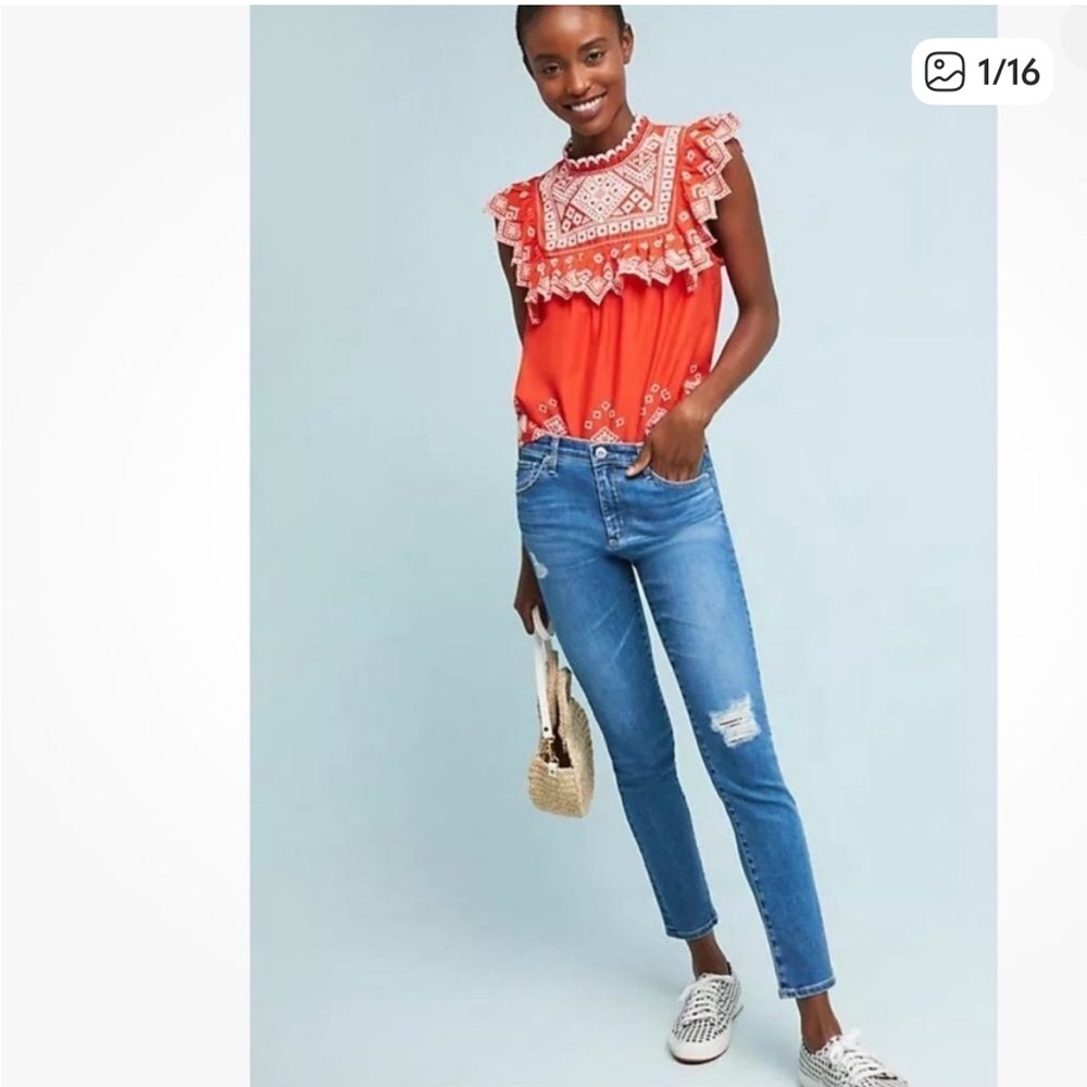 AG Anthropologie Blue Distressed Jeans